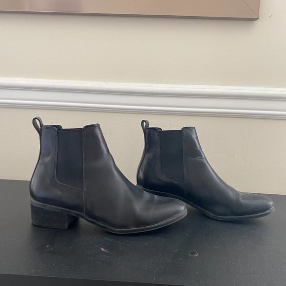 Steve Madden Dover Leather Ankle Boots Black - Picture 4 of 8